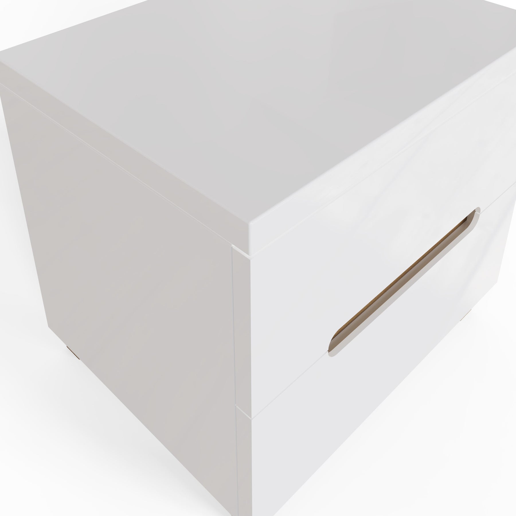FWStyle Veloce 2 Drawer Bedside Cabinet - White Gloss, Quick Click Assembly