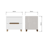 FWStyle Veloce 2 Drawer Bedside Cabinet - White Gloss, Quick Click Assembly