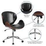 Black and Walnut Designer Office Chair