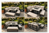 Lyra Outdoor Fire Pit Dining Set Beige