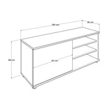 124cm Wide TV Unit with Open Shelves and Cupboard in Latte Oak