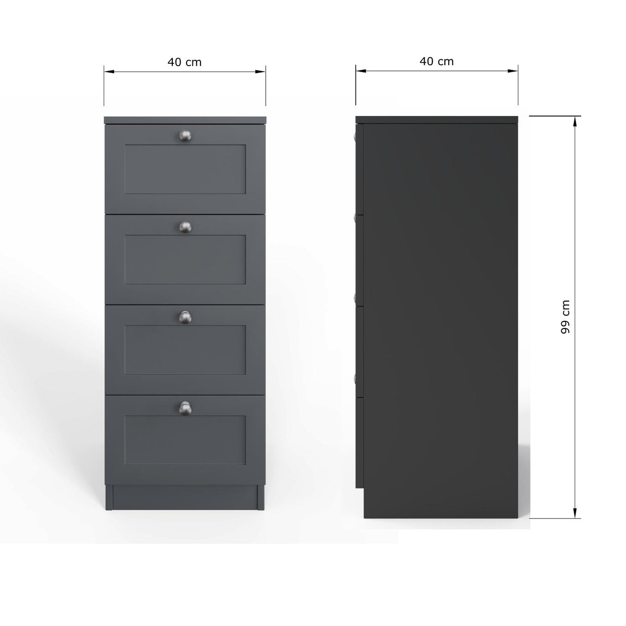FWStyle Artus Shaker 4 Drawer Chest Of Drawers Matt Grey