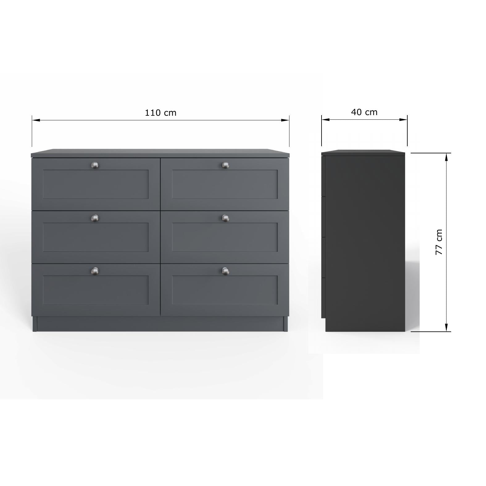 FWStyle Artus Shaker 6 Drawer Chest Of Drawers Matt Grey