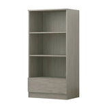 FWStyle Stora 3 Shelf Bookcase 120cm With Bottom Drawer - Rustic Oak