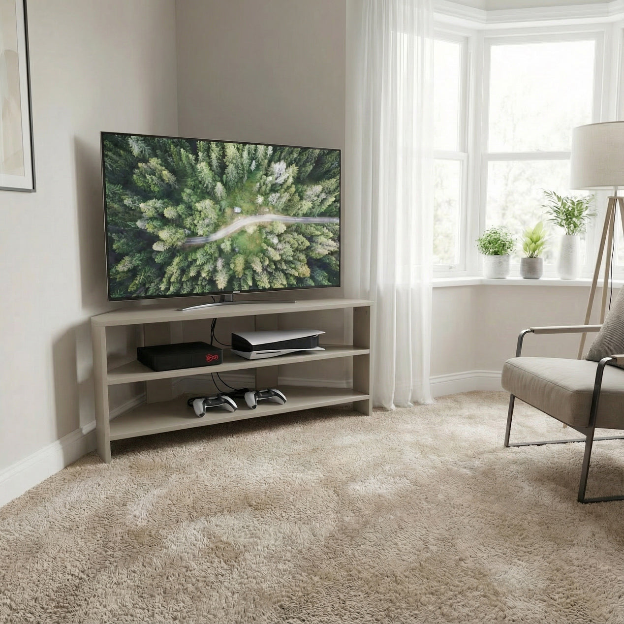 Corner TV Unit - Putty Beige