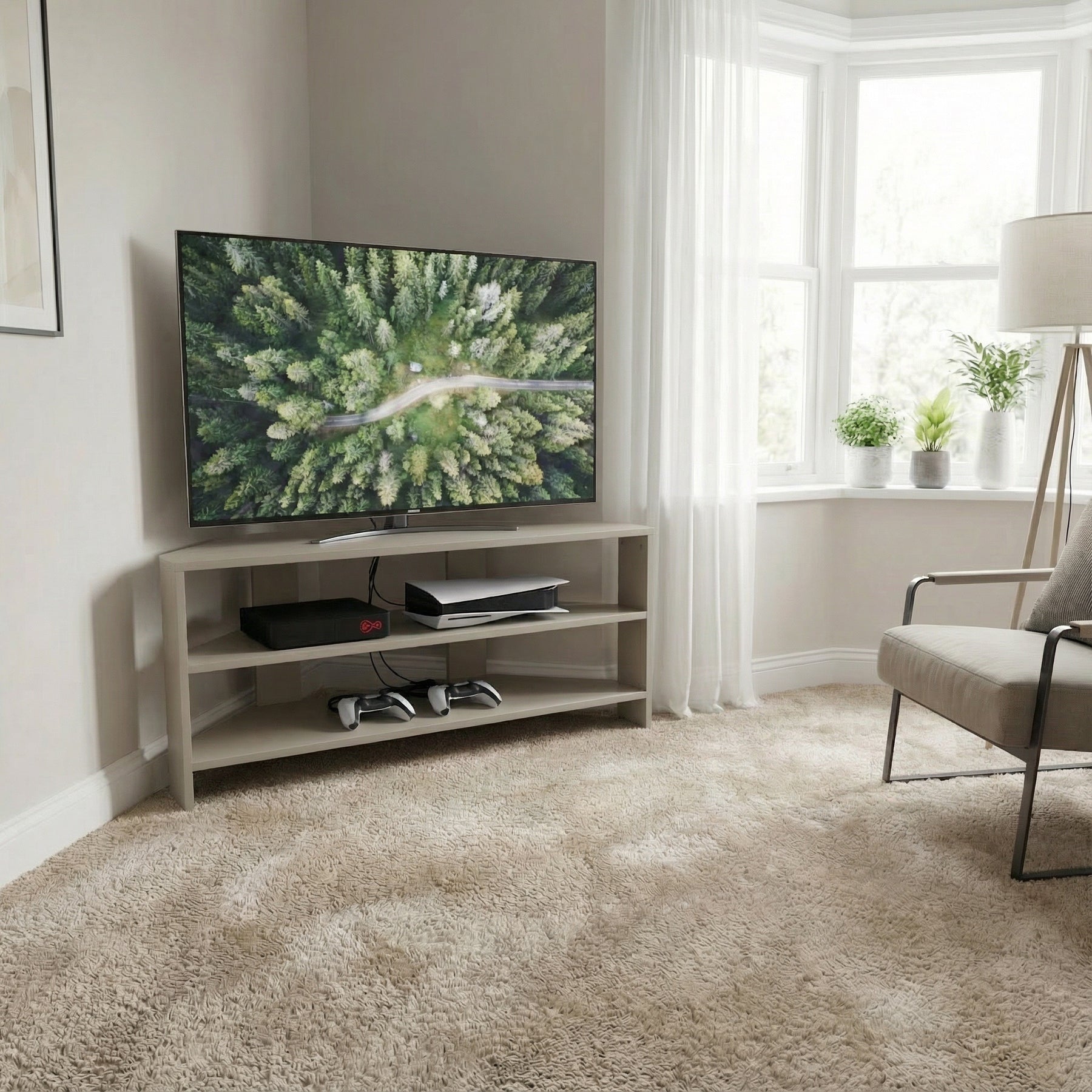 Corner TV Unit - Putty Beige