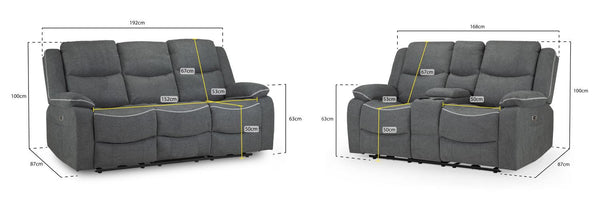 Harald Electric Recliner Sofa Graphite 3+2 Seater