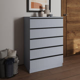 FWStyle Lania Ripple Ridged 5 Drawer Chest Of Drawers Matt Grey