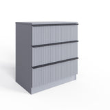FWStyle Lania Ripple Ridged 3 Drawer Chest Of Drawers Matt Grey