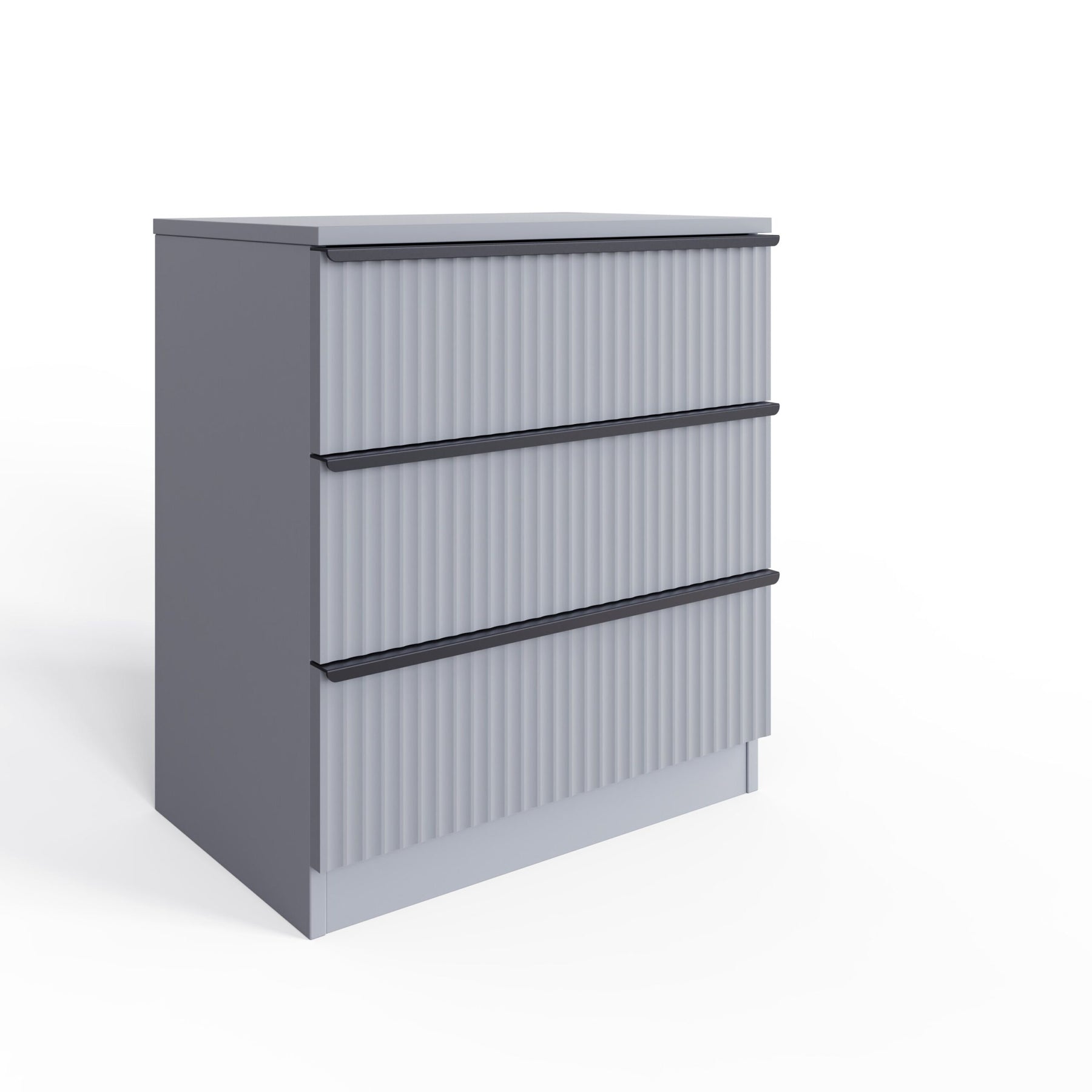 FWStyle Lania Ripple Ridged 3 Drawer Chest Of Drawers Matt Grey