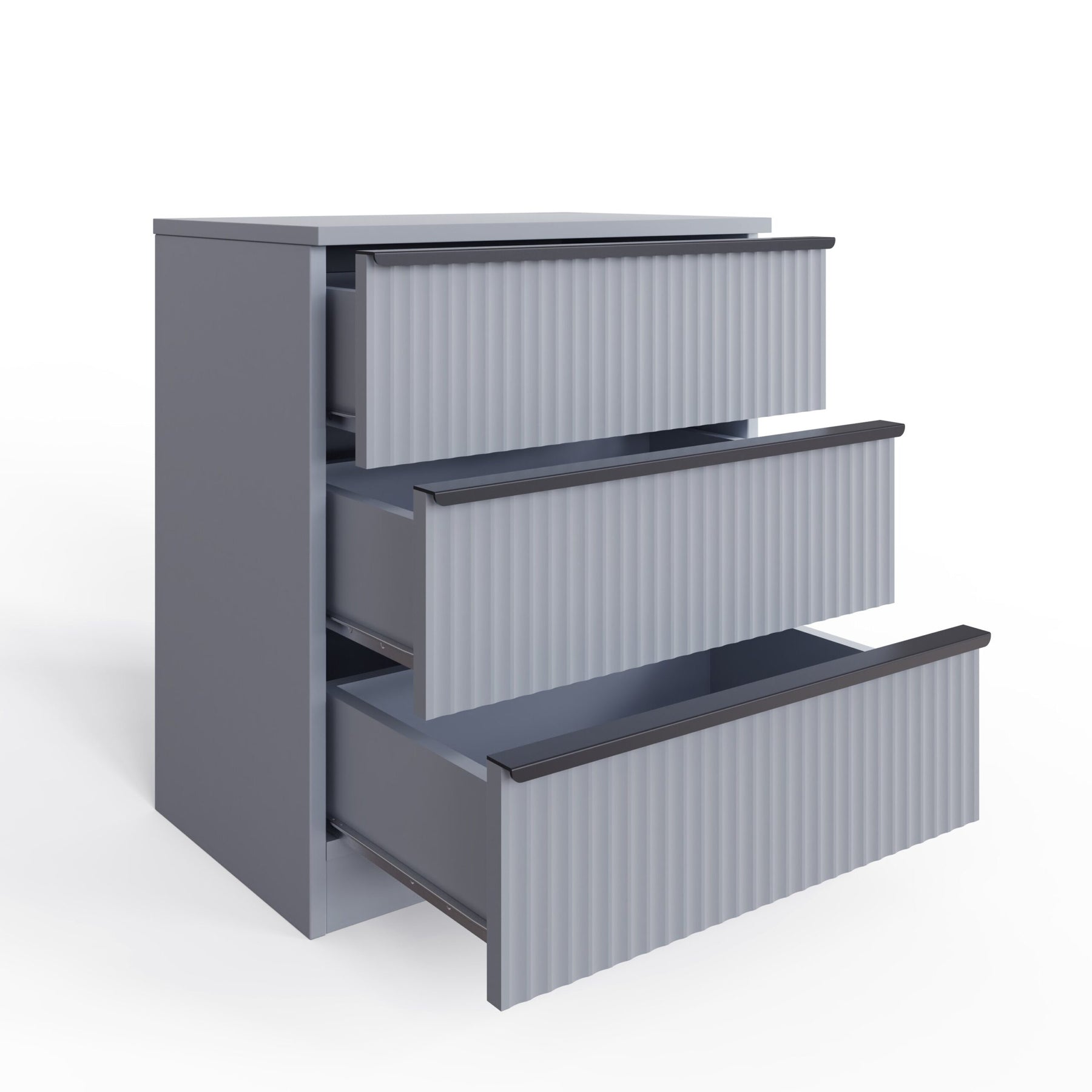 FWStyle Lania Ripple Ridged 3 Drawer Chest Of Drawers Matt Grey