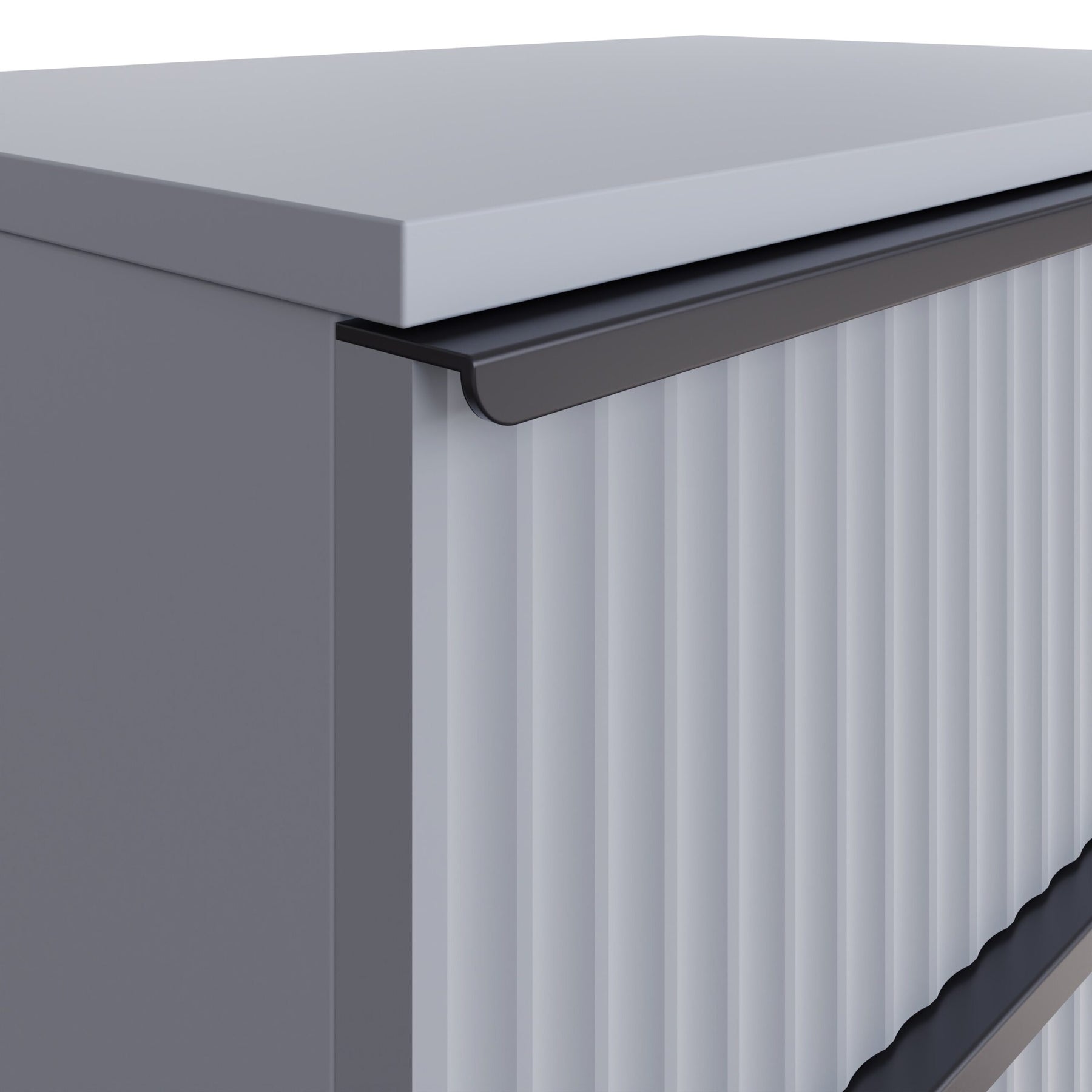 FWStyle Lania Ripple Ridged 3 Drawer Chest Of Drawers Matt Grey