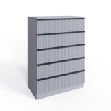 FWStyle Lania Ripple Ridged 5 Drawer Chest Of Drawers Matt Grey