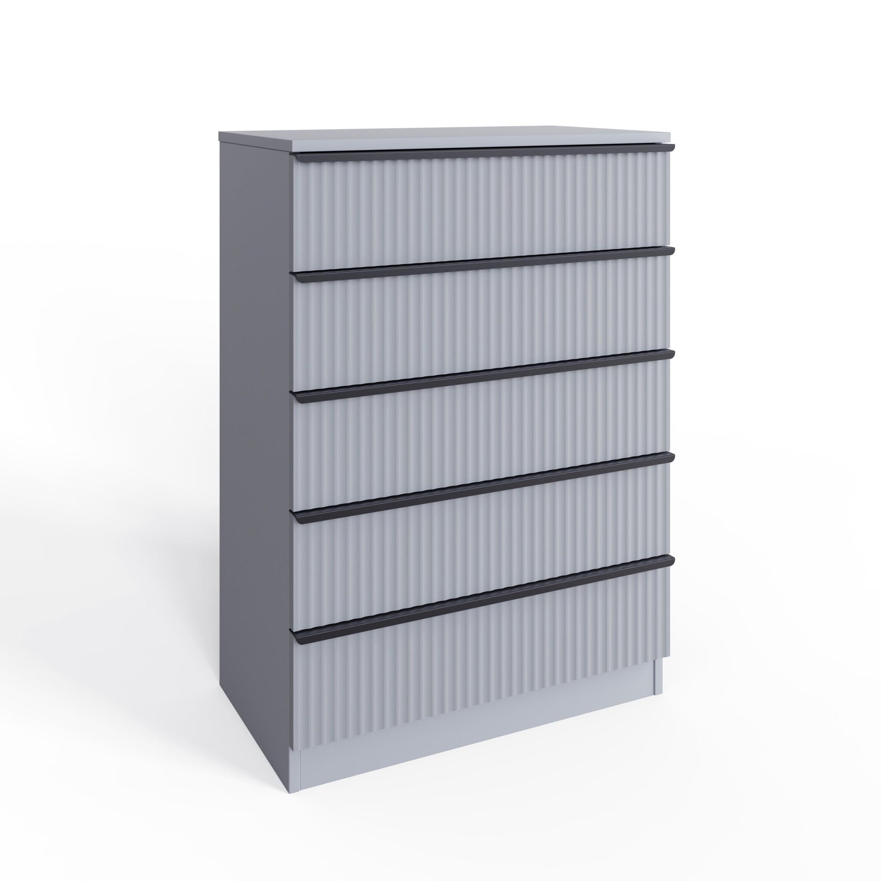 FWStyle Lania Ripple Ridged 5 Drawer Chest Of Drawers Matt Grey