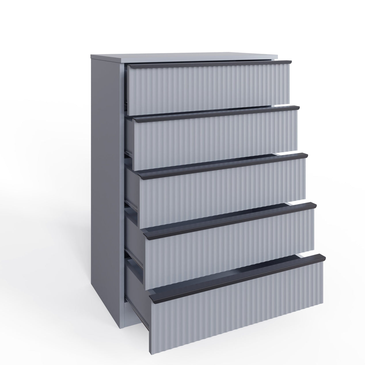 FWStyle Lania Ripple Ridged 5 Drawer Chest Of Drawers Matt Grey