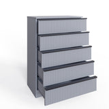 FWStyle Lania Ripple Ridged 5 Drawer Chest Of Drawers Matt Grey
