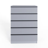 FWStyle Lania Ripple Ridged 5 Drawer Chest Of Drawers Matt Grey