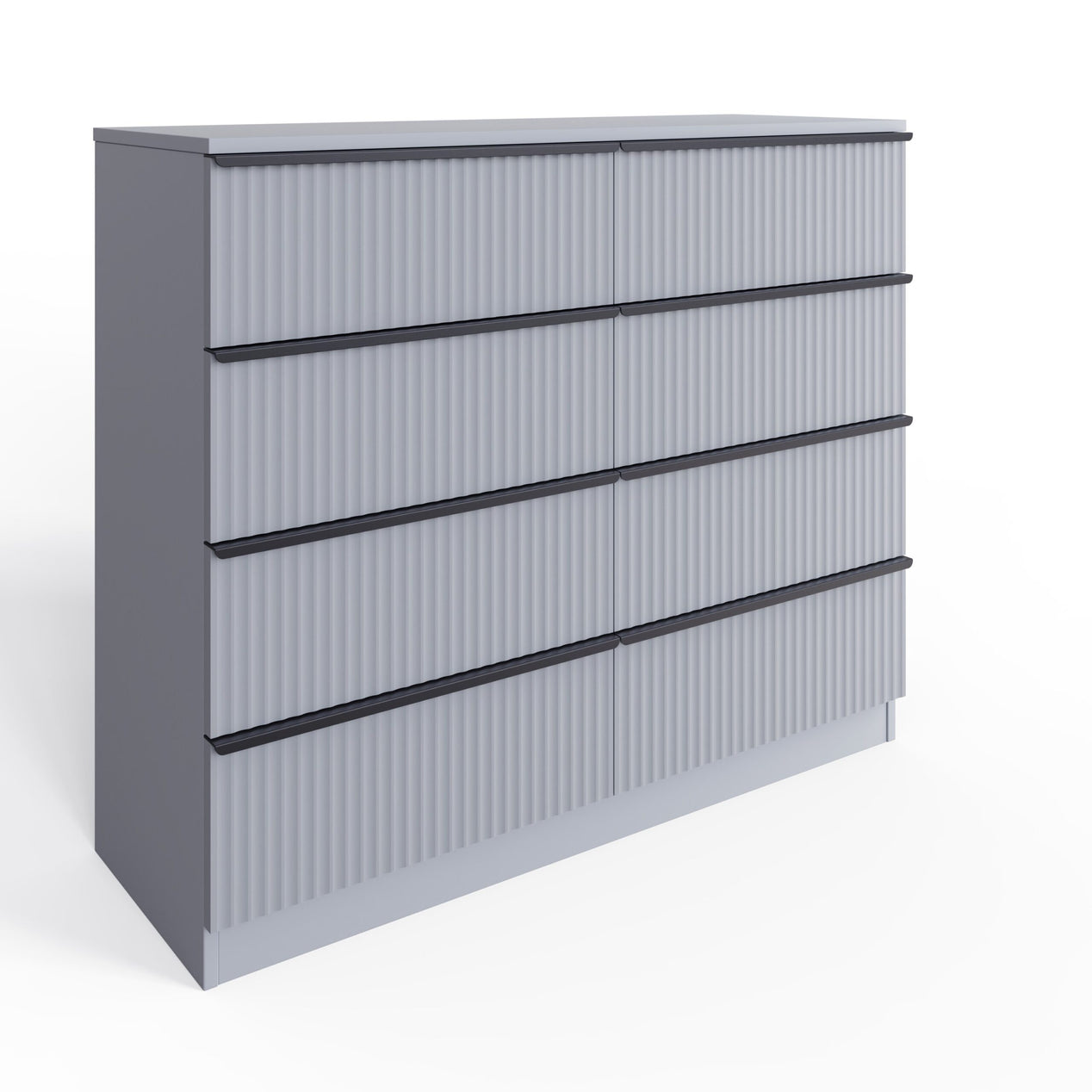 FWStyle Lania Ripple Ridged 8 Drawer Chest Of Drawers Matt Grey