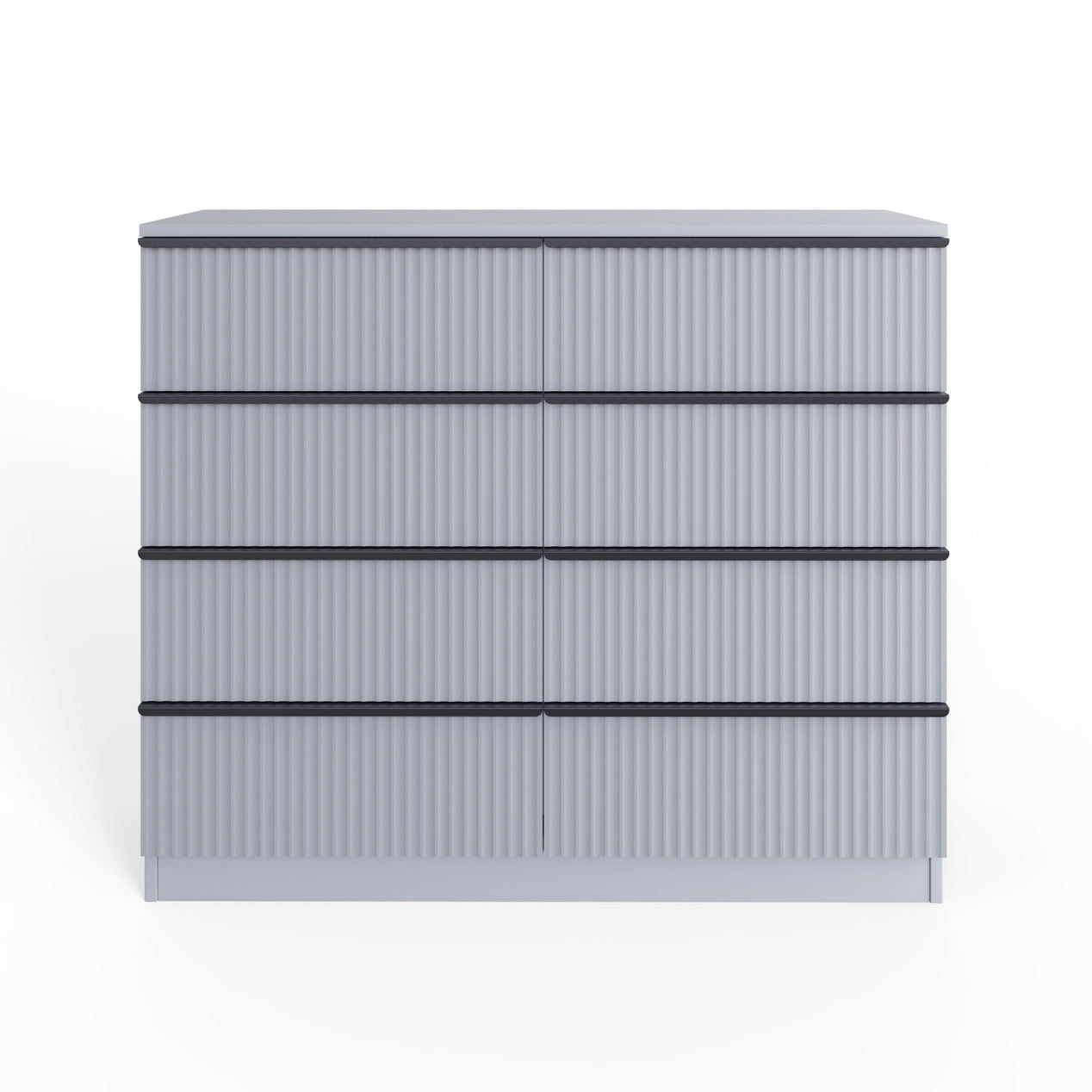 FWStyle Lania Ripple Ridged 8 Drawer Chest Of Drawers Matt Grey