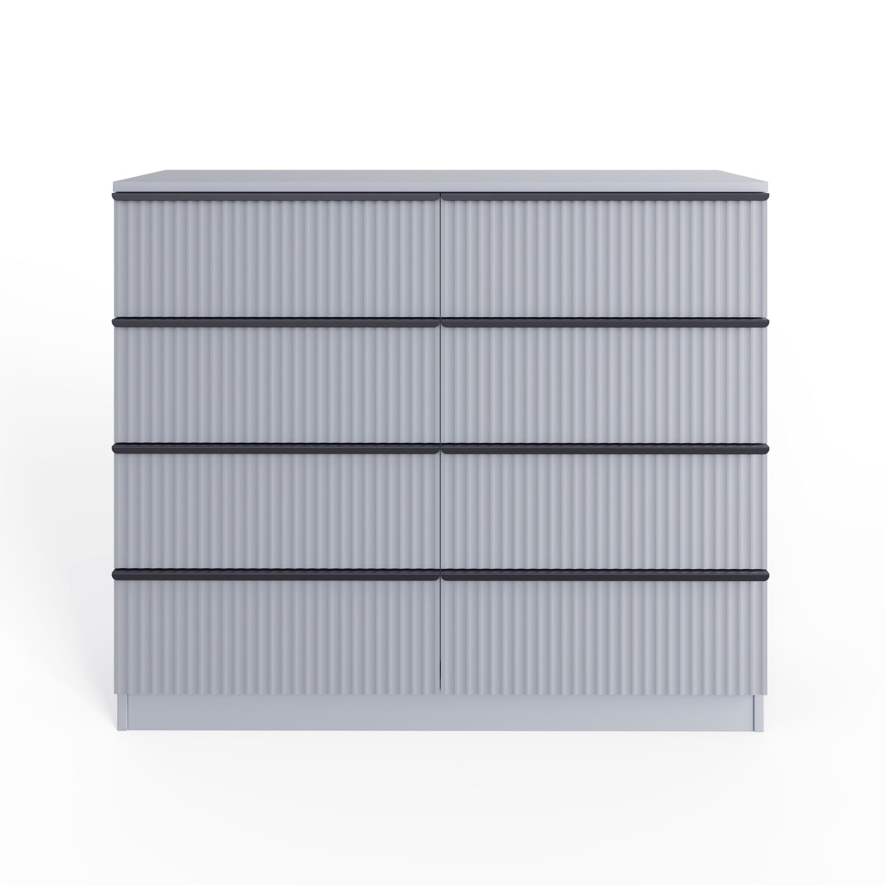 FWStyle Lania Ripple Ridged 8 Drawer Chest Of Drawers Matt Grey