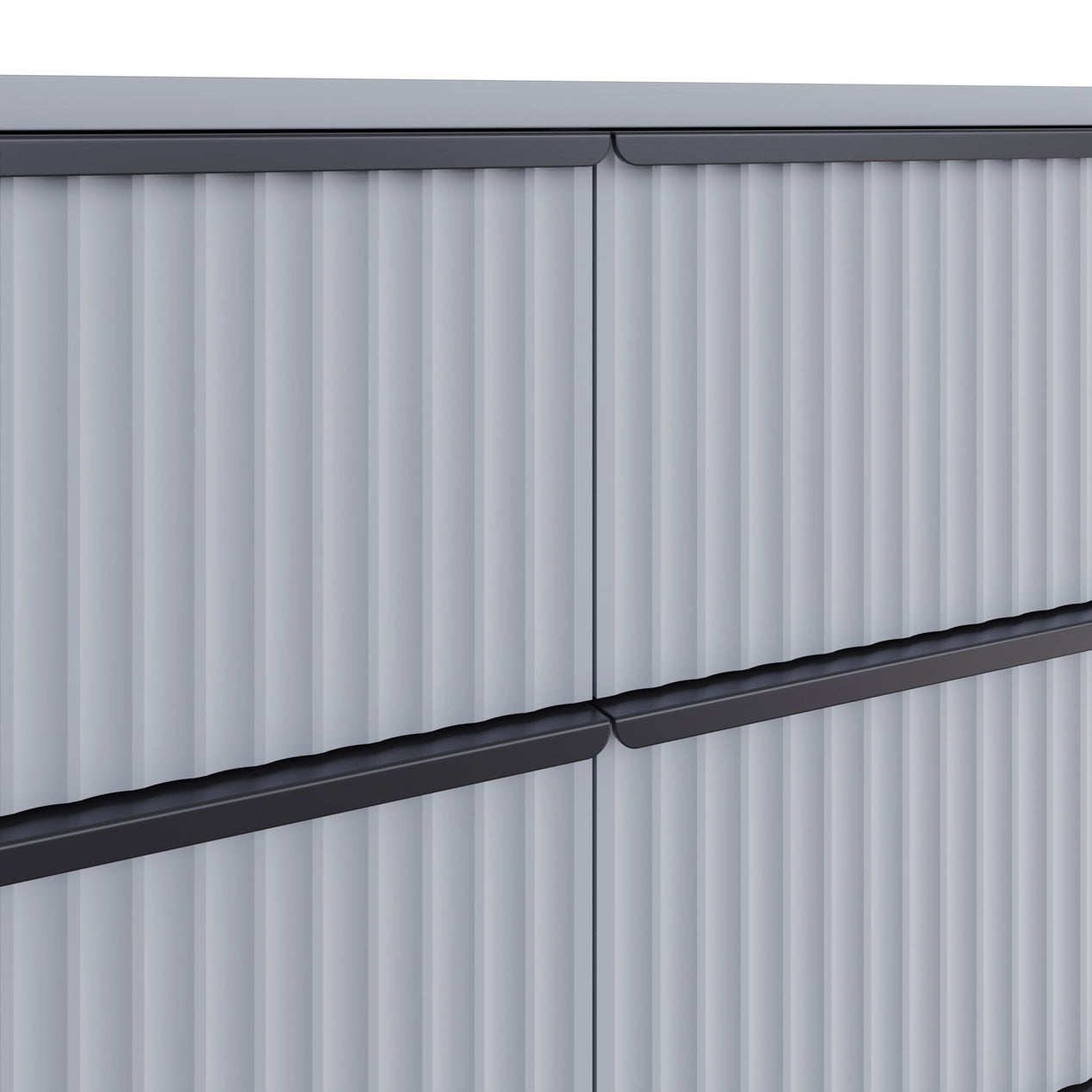 FWStyle Lania Ripple Ridged 8 Drawer Chest Of Drawers Matt Grey