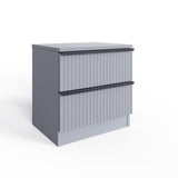 FWStyle Lania Ripple Ridged 2 Drawer Bedside Table Nightstand Matt Grey