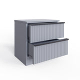 FWStyle Lania Ripple Ridged 2 Drawer Bedside Table Nightstand Matt Grey