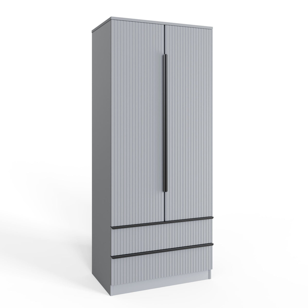 FWStyle Lania Ripple Ridged 2 Door 2 Drawer Combination Wardrobe Matt Grey