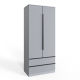 FWStyle Lania Ripple Ridged 2 Door 2 Drawer Combination Wardrobe Matt Grey
