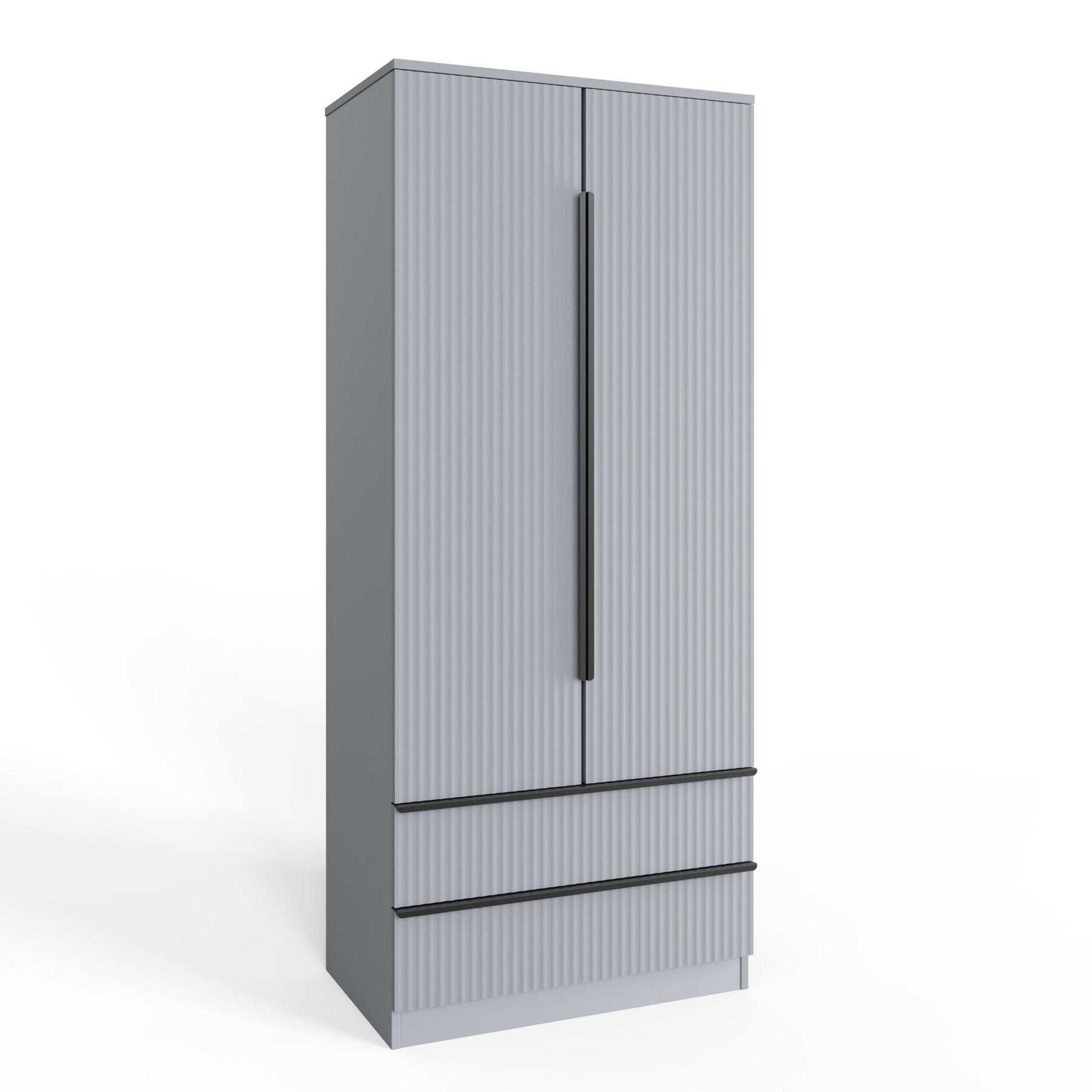 FWStyle Lania Ripple Ridged 2 Door 2 Drawer Combination Wardrobe Matt Grey