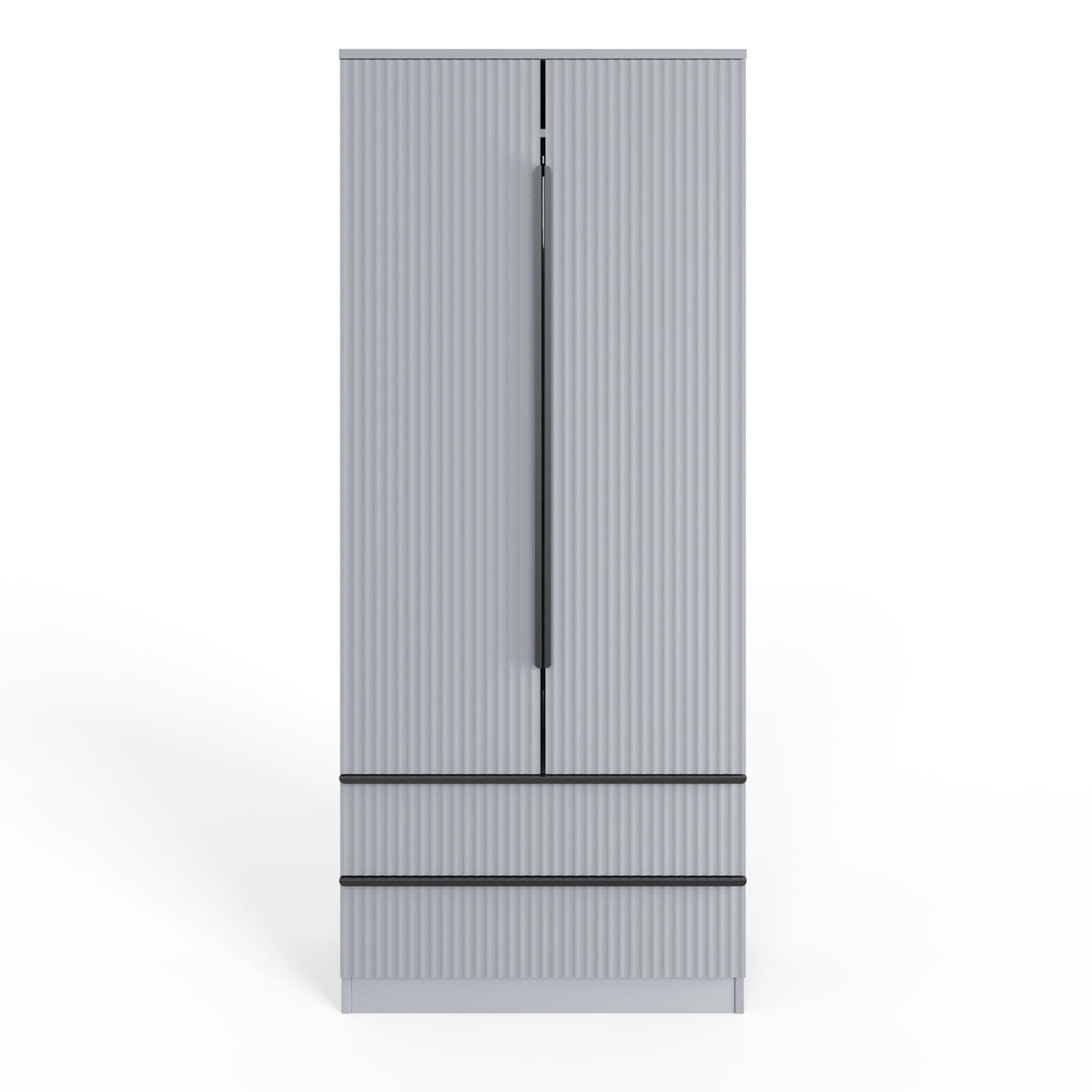 FWStyle Lania Ripple Ridged 2 Door 2 Drawer Combination Wardrobe Matt Grey