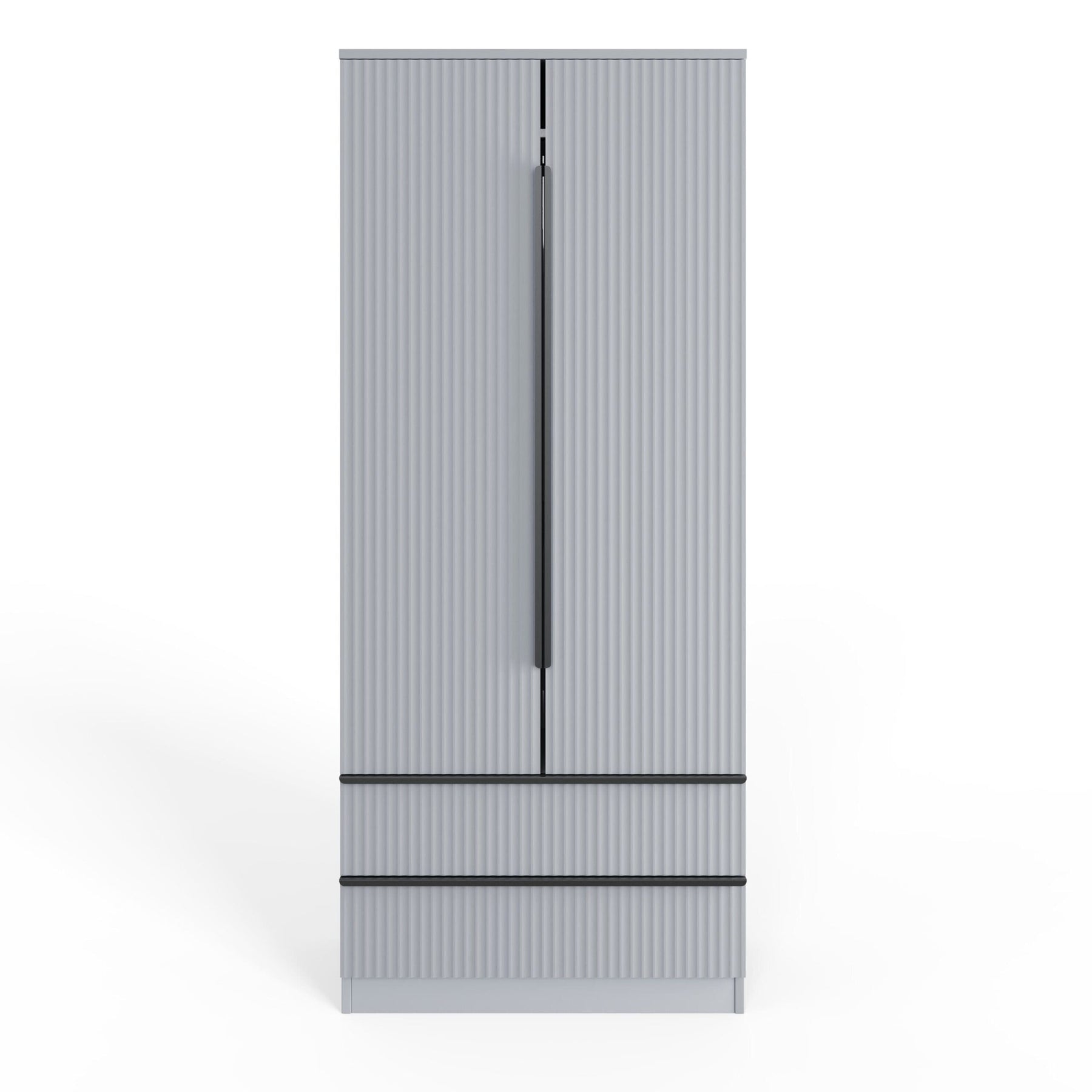 FWStyle Lania Ripple Ridged 2 Door 2 Drawer Combination Wardrobe Matt Grey