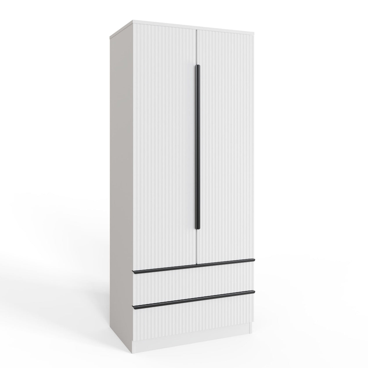 FWStyle Lania Ripple Ridged 2 Door 2 Drawer Combination Wardrobe Matt White