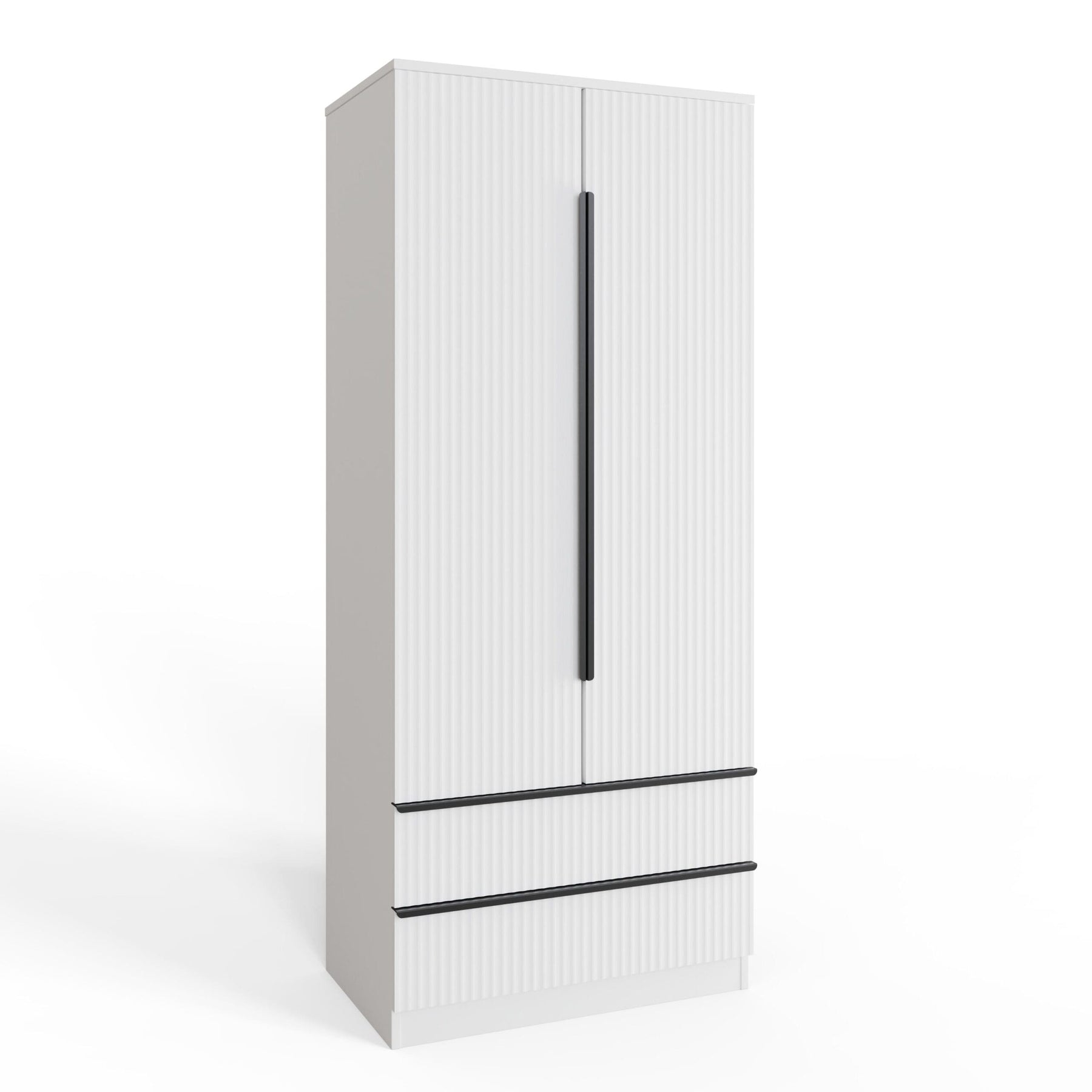 FWStyle Lania Ripple Ridged 2 Door 2 Drawer Combination Wardrobe Matt White