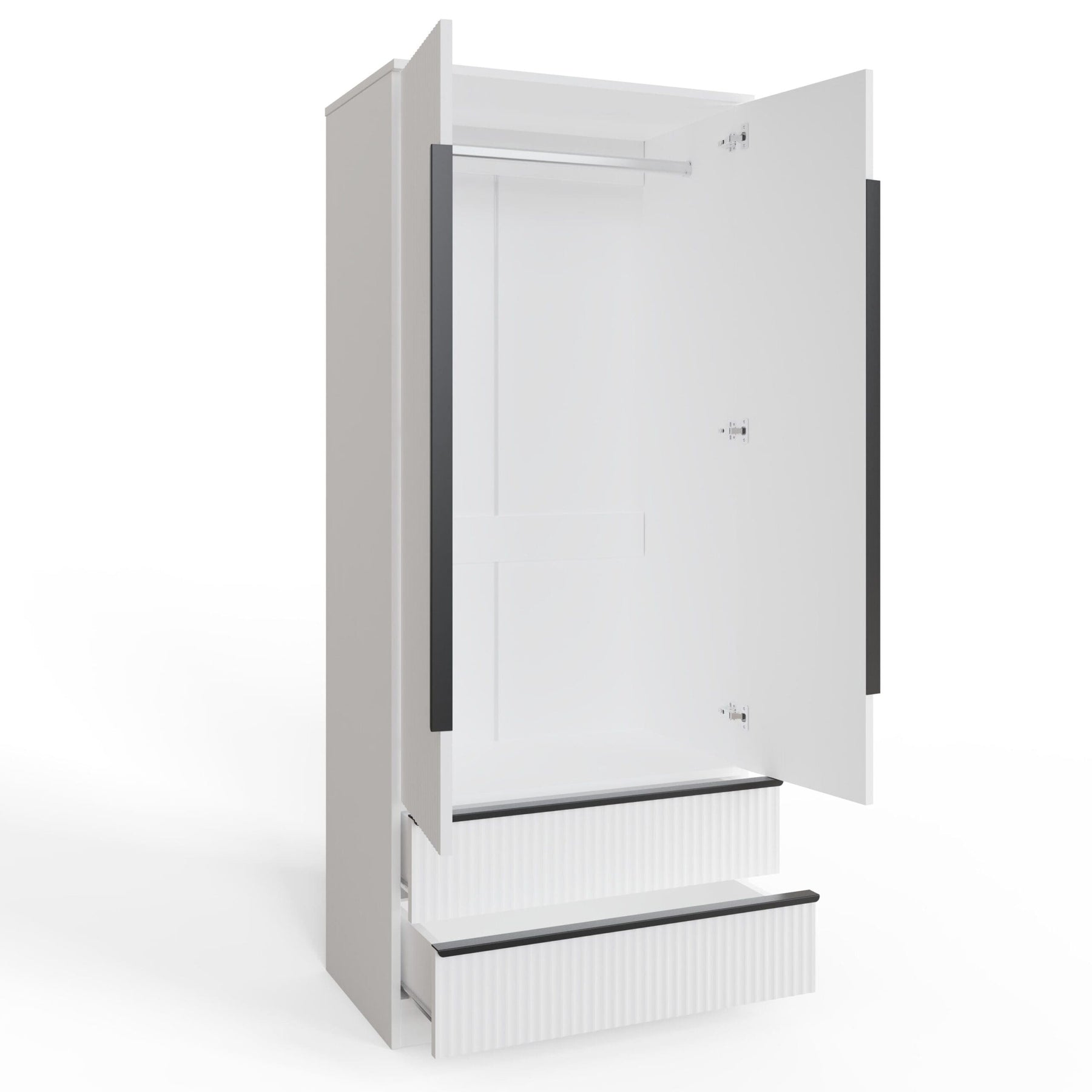 FWStyle Lania Ripple Ridged 2 Door 2 Drawer Combination Wardrobe Matt White