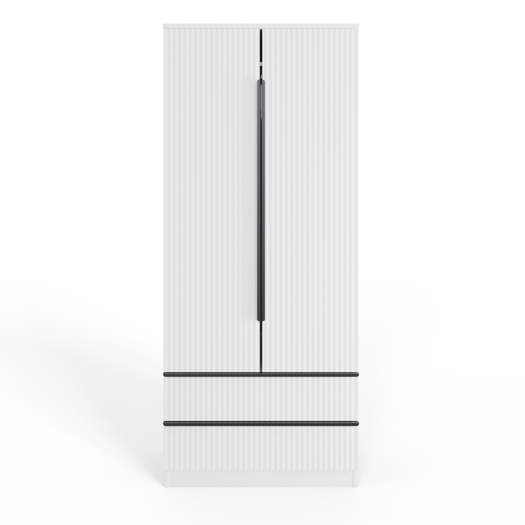 FWStyle Lania Ripple Ridged 2 Door 2 Drawer Combination Wardrobe Matt White