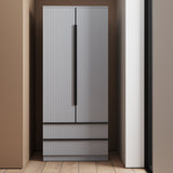 FWStyle Lania Ripple Ridged 2 Door 2 Drawer Combination Wardrobe Matt Grey