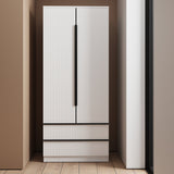 FWStyle Lania Ripple Ridged 2 Door 2 Drawer Combination Wardrobe Matt White