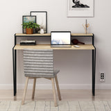Pal Modern Study Desk Oak With Monitor Stand 124cm Wide