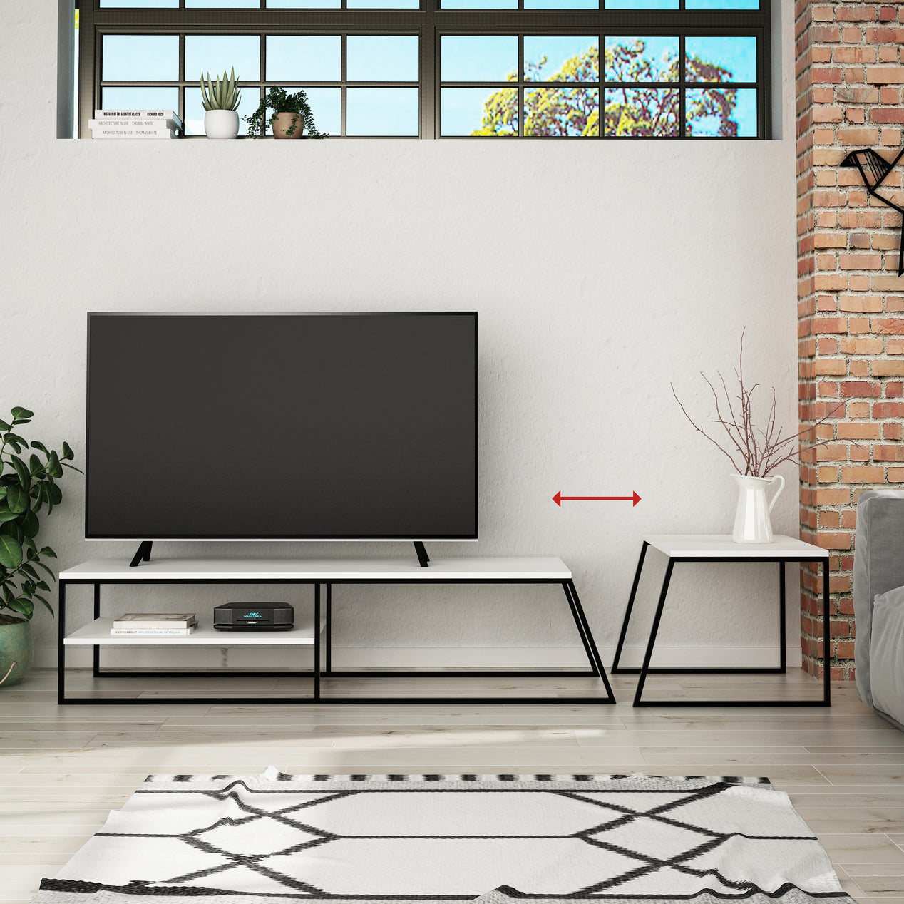 Pal Modern TV Unit Multimedia Centre Stand With Storage White 163cm