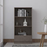 FWStyle Stora 3 Shelf Bookcase 120cm With Bottom Drawer - Rustic Oak