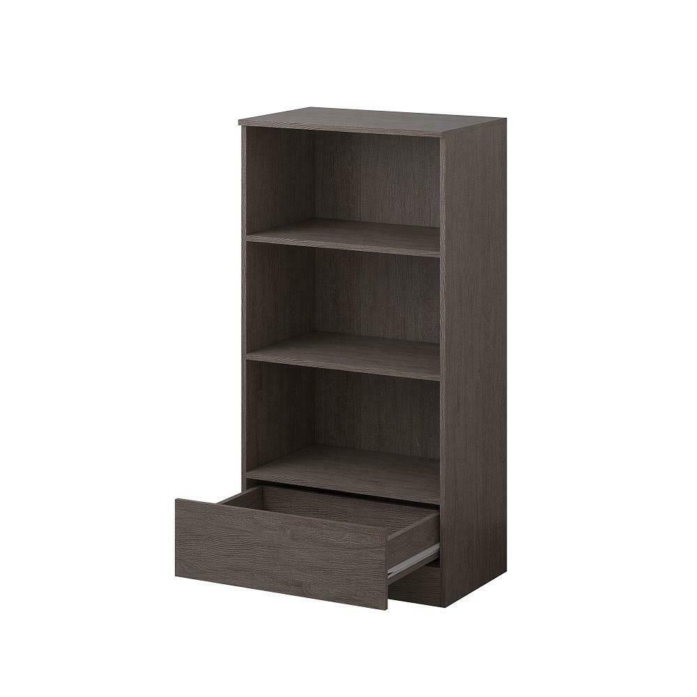 FWStyle Stora 3 Shelf Bookcase 120cm With Bottom Drawer - Rustic Oak
