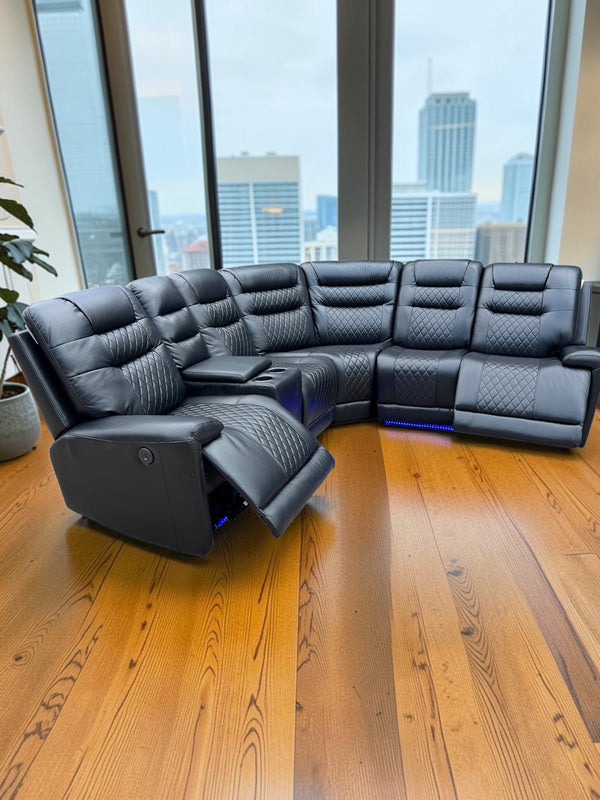 Oxford Electric Reclining Corner Sofa Black