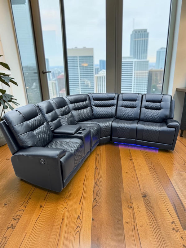 Oxford Electric Reclining Corner Sofa Black